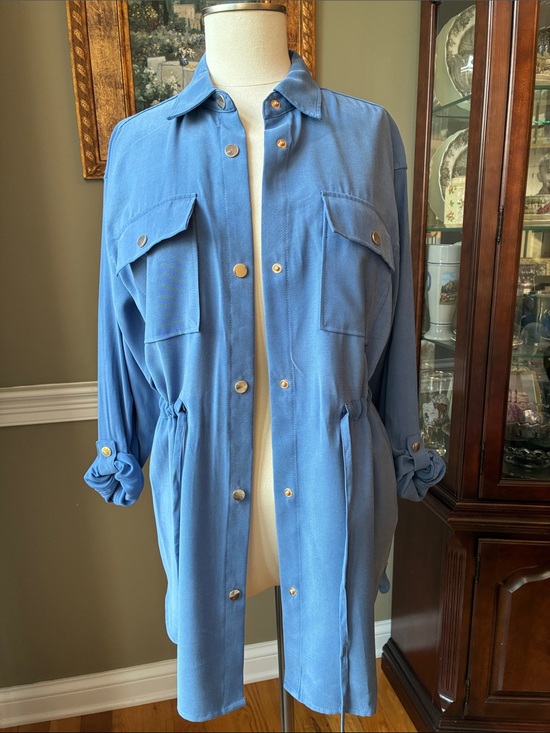 Anne Klein Jackets & Blazers - Anne Klein Light Blue Drawstring Utility Jacket Size Small